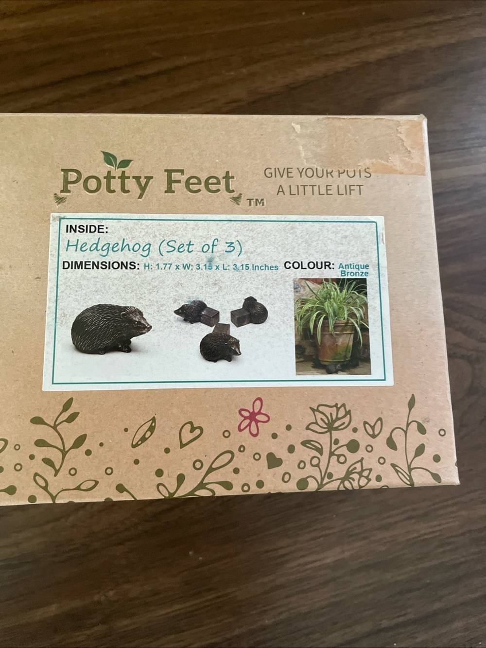 Hedgehog Set Potty Feet (Antique Bronze) - Set of 3